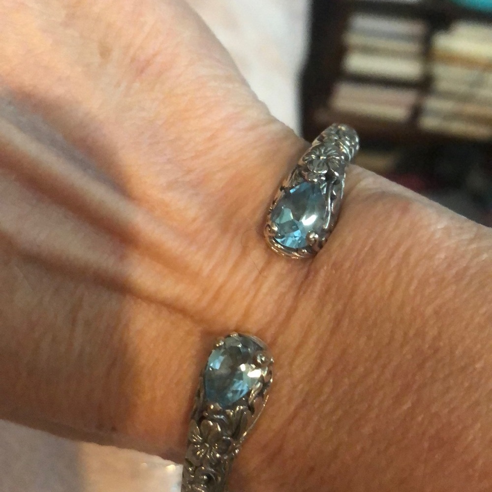 Sterling silver new with tags cuff bracelet with aquamarines